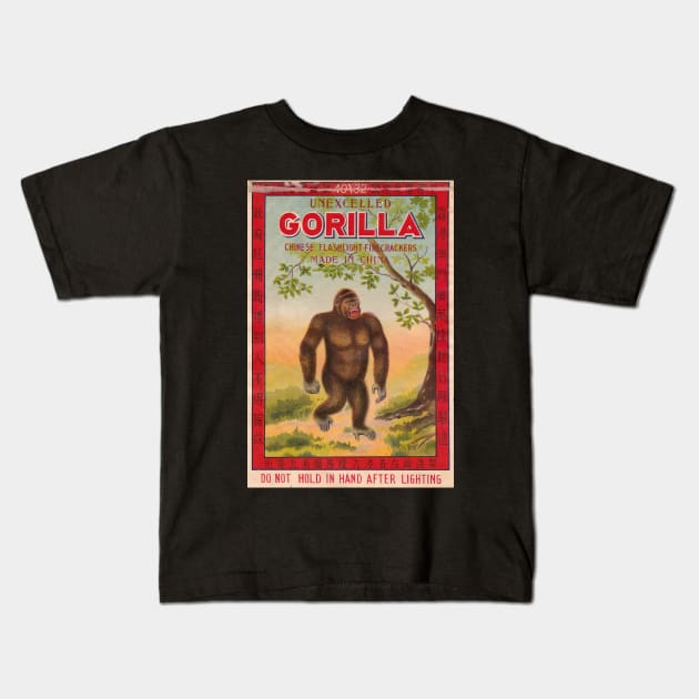 VINTAGE FIRECRACKER GORILLA MADE IN CHINA Kids T-Shirt by kakeanbacot